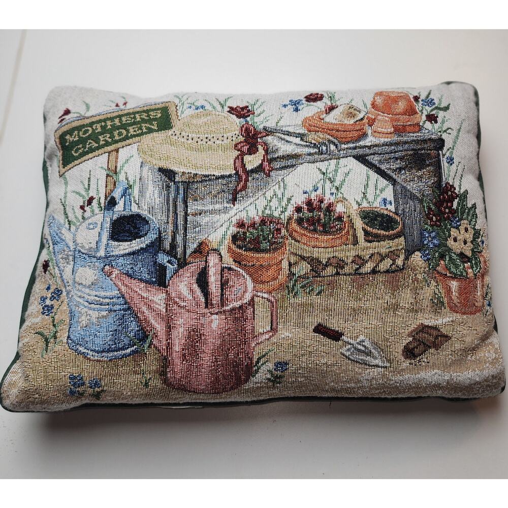 Mother's Garden Throw Tapestry Pillow cottage core country prairie 17x12